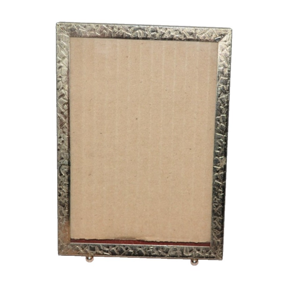 Vtg Brass 5X7 Footed Picture Photo Metal Frame Gold tone
